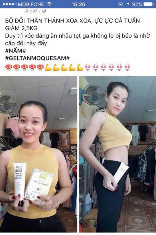 Gel tan mỡ Quế Sâm kết hợp với Nấm giảm cân tan mỡ